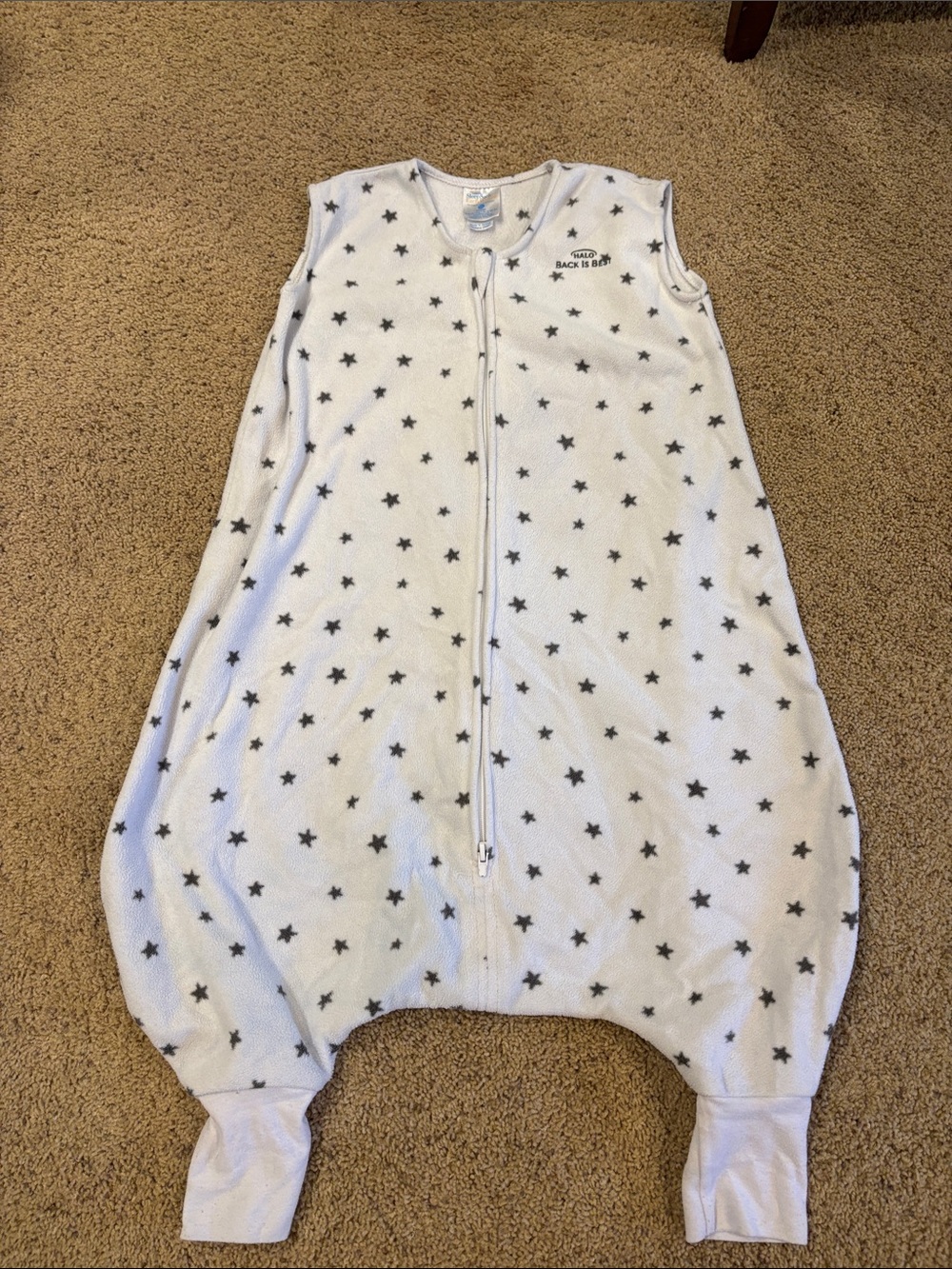 Halo Gray Early Walker Sleep Sack Pajamas with Gray Star Print, size 18-24 month